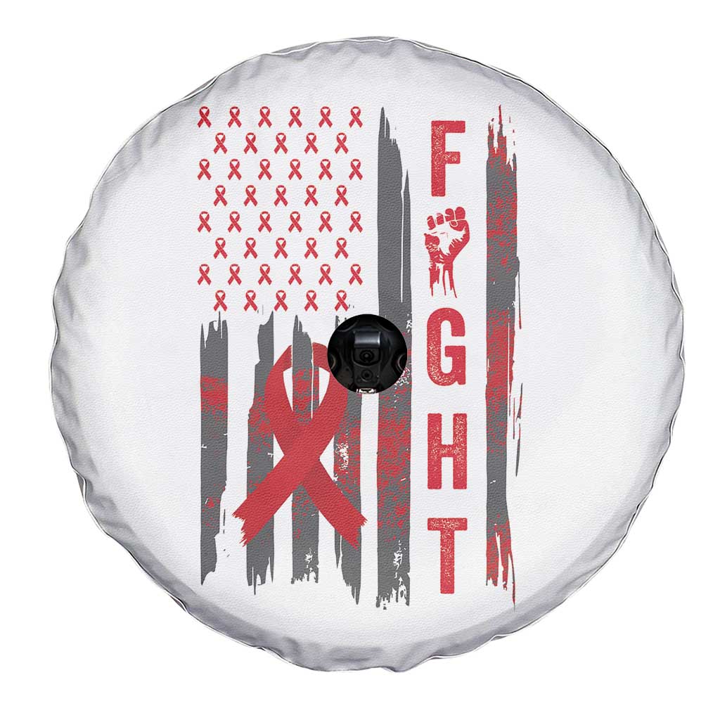 Fight For A Cure HIV AIDS Awareness Spare Tire Cover Patriotic Red Ribbon Gift TS12 Print Your Wear