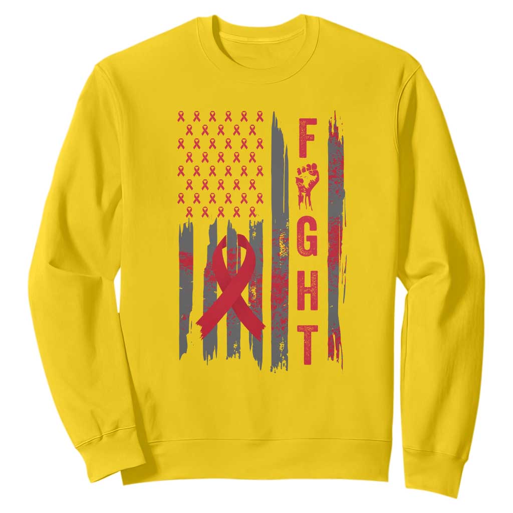 Fight For A Cure HIV AIDS Awareness Sweatshirt Patriotic Red Ribbon Gift TS12 Daisy Print Your Wear
