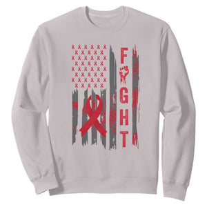 Fight For A Cure HIV AIDS Awareness Sweatshirt Patriotic Red Ribbon Gift TS12 Ice Gray Print Your Wear