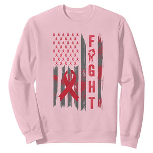 Fight For A Cure HIV AIDS Awareness Sweatshirt Patriotic Red Ribbon Gift TS12 Light Pink Print Your Wear