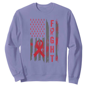 Fight For A Cure HIV AIDS Awareness Sweatshirt Patriotic Red Ribbon Gift TS12 Violet Print Your Wear