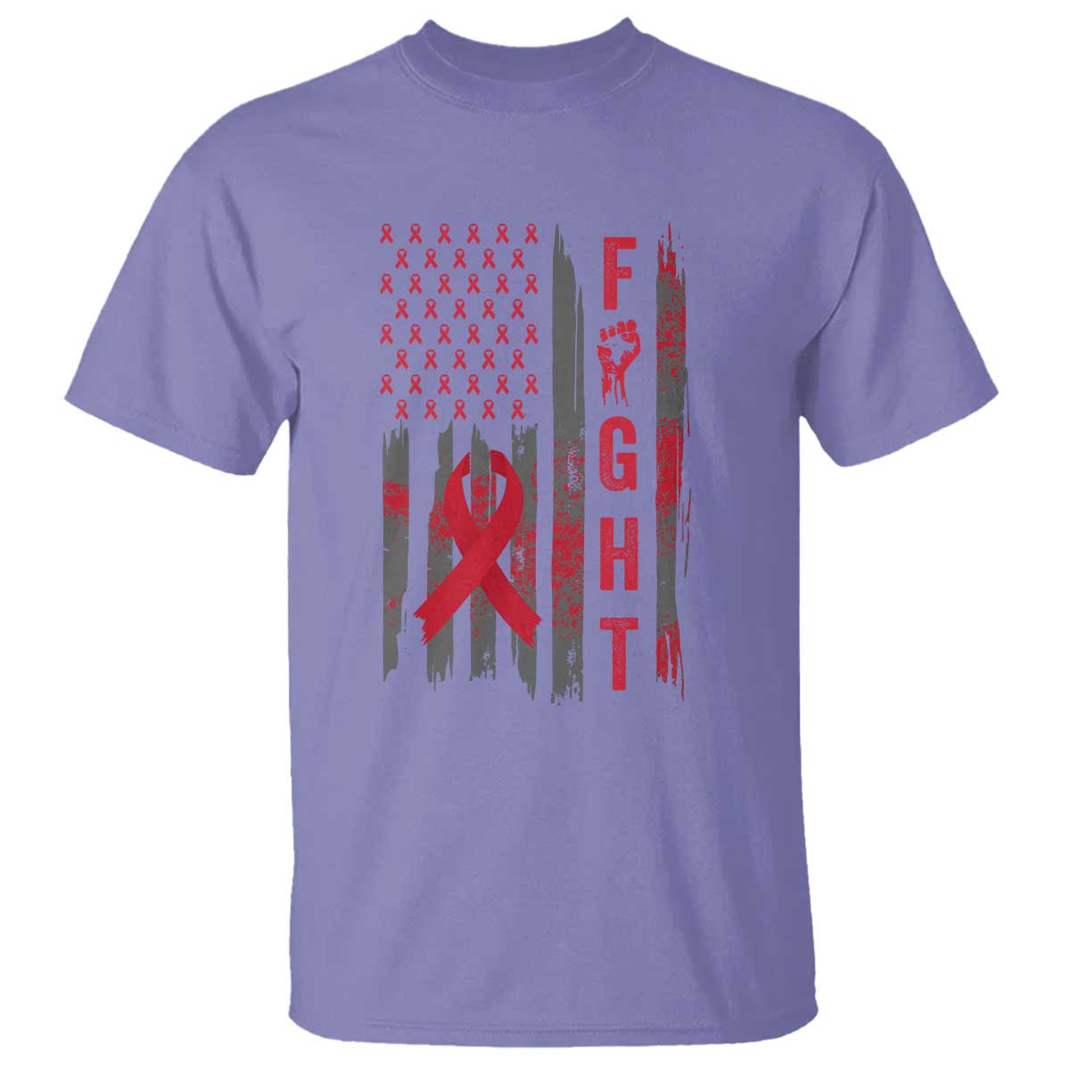 Fight For A Cure HIV AIDS Awareness T Shirt Patriotic Red Ribbon Gift TS12 Violet Print Your Wear
