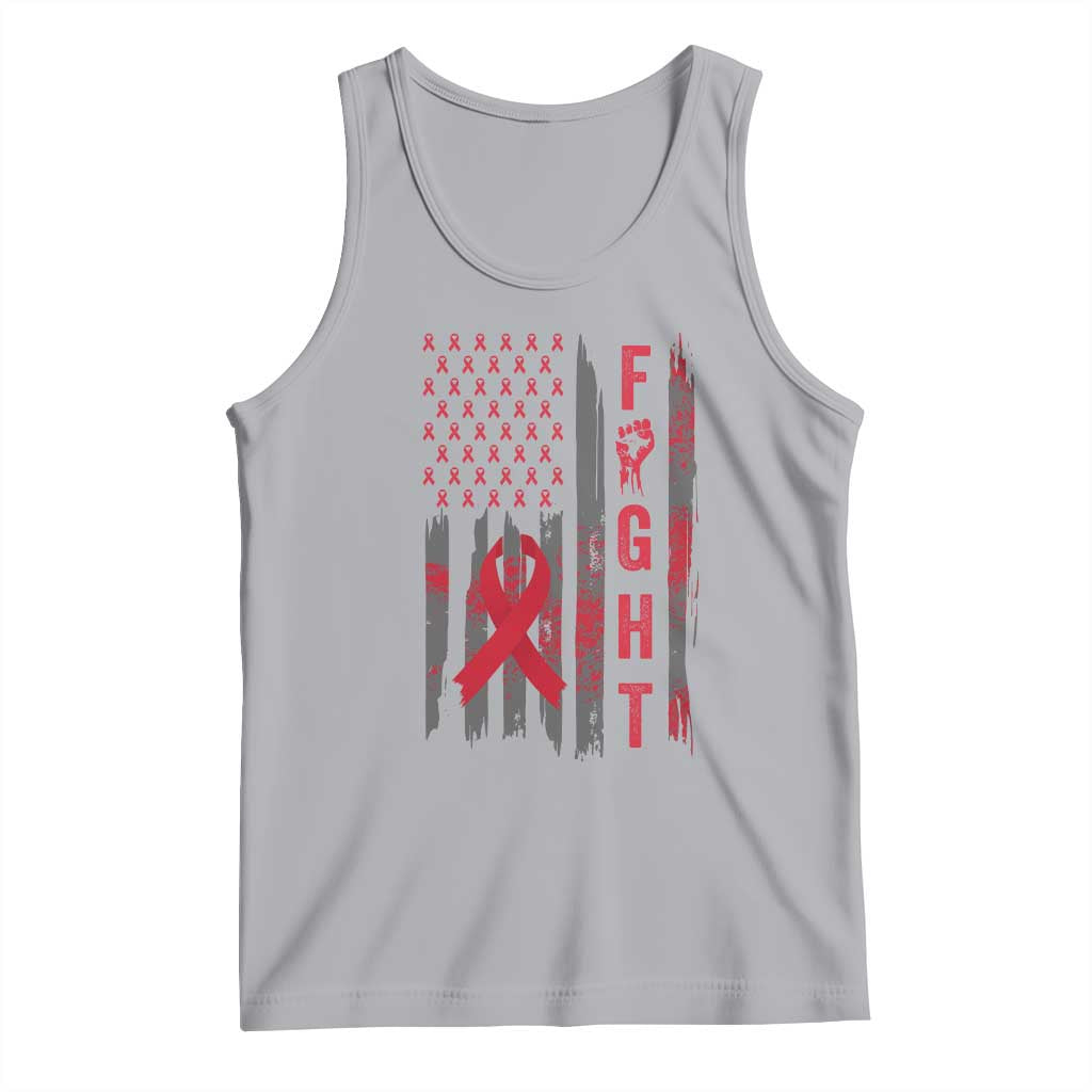 Fight For A Cure HIV AIDS Awareness Tank Top Patriotic Red Ribbon Gift TS12 Athletic Heather Print Your Wear