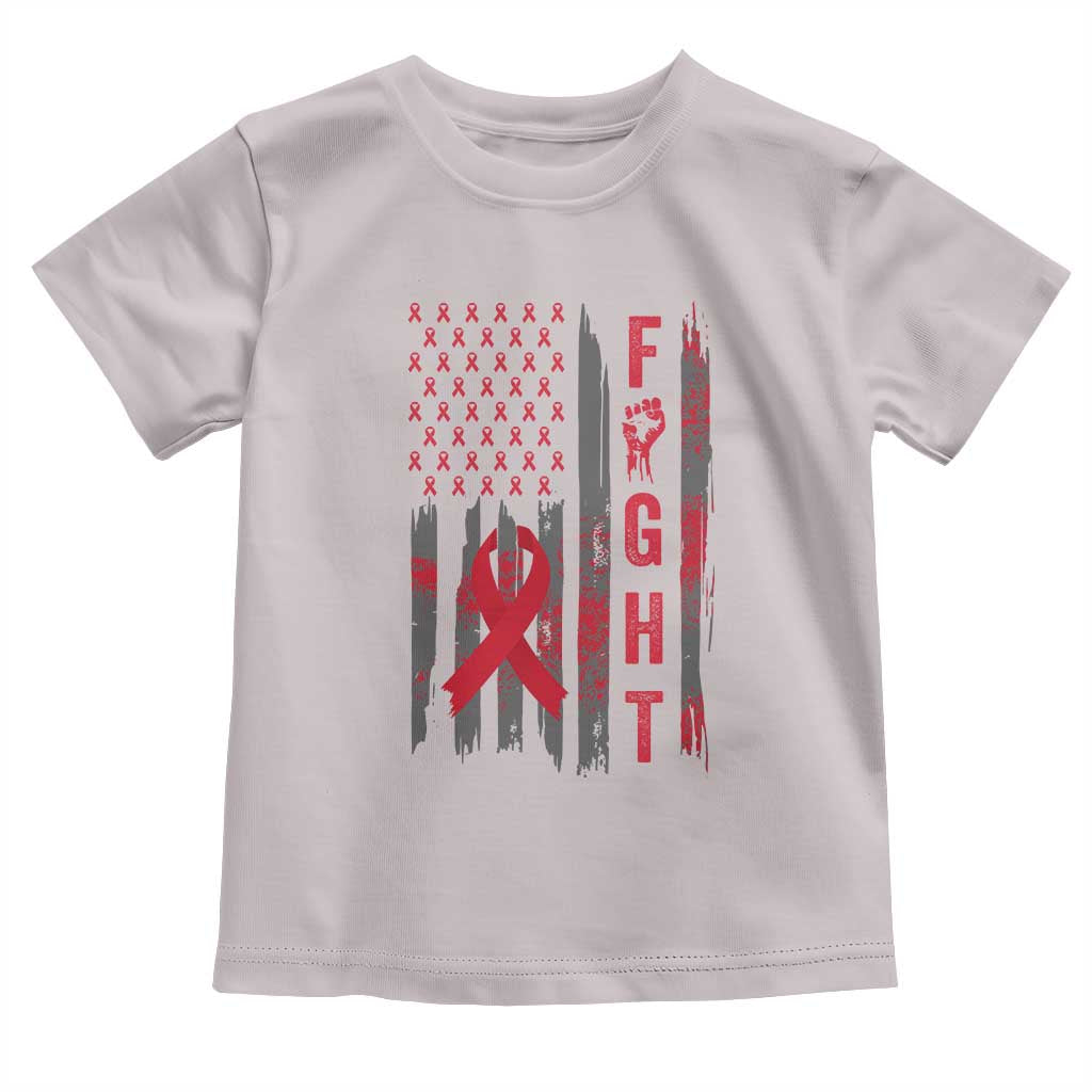 Fight For A Cure HIV AIDS Awareness Toddler T Shirt Patriotic Red Ribbon Gift TS12 Ice Gray Print Your Wear