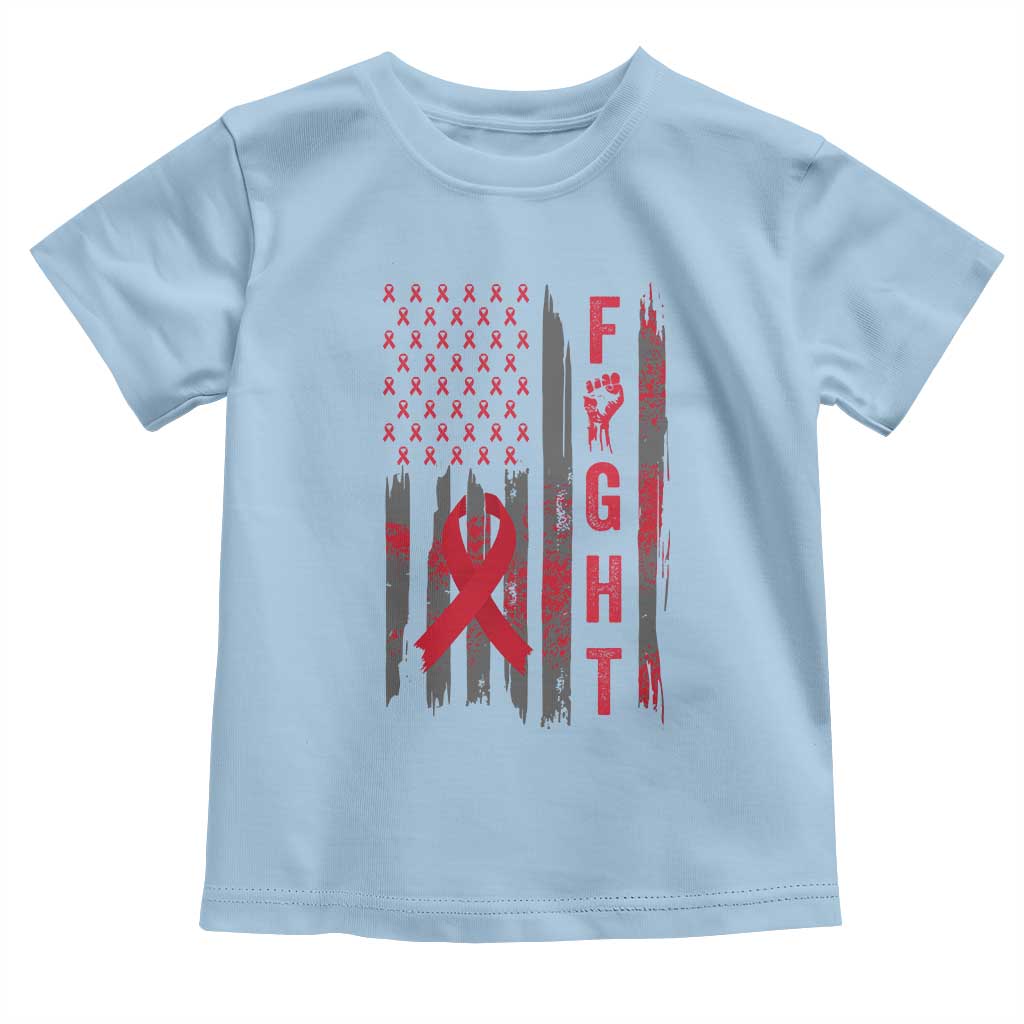 Fight For A Cure HIV AIDS Awareness Toddler T Shirt Patriotic Red Ribbon Gift TS12 Light Blue Print Your Wear