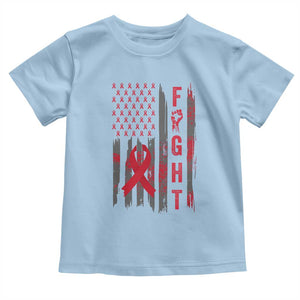 Fight For A Cure HIV AIDS Awareness Toddler T Shirt Patriotic Red Ribbon Gift TS12 Light Blue Print Your Wear