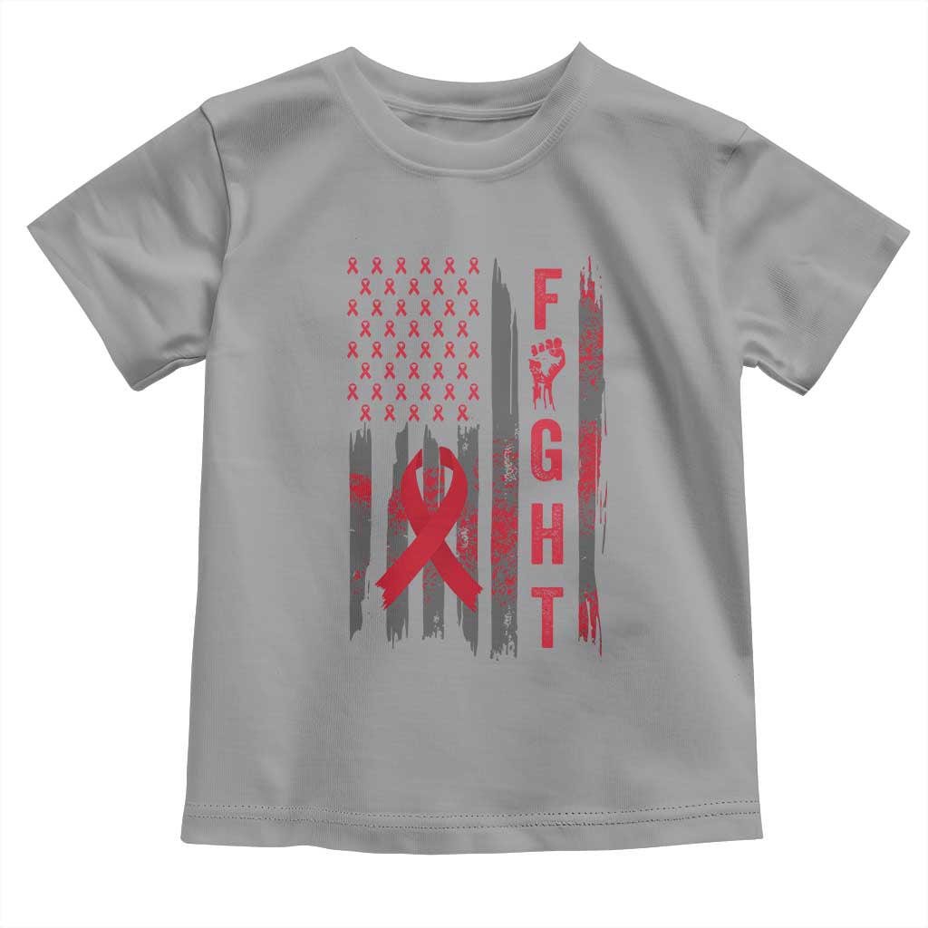 Fight For A Cure HIV AIDS Awareness Toddler T Shirt Patriotic Red Ribbon Gift TS12 Sport Gray Print Your Wear