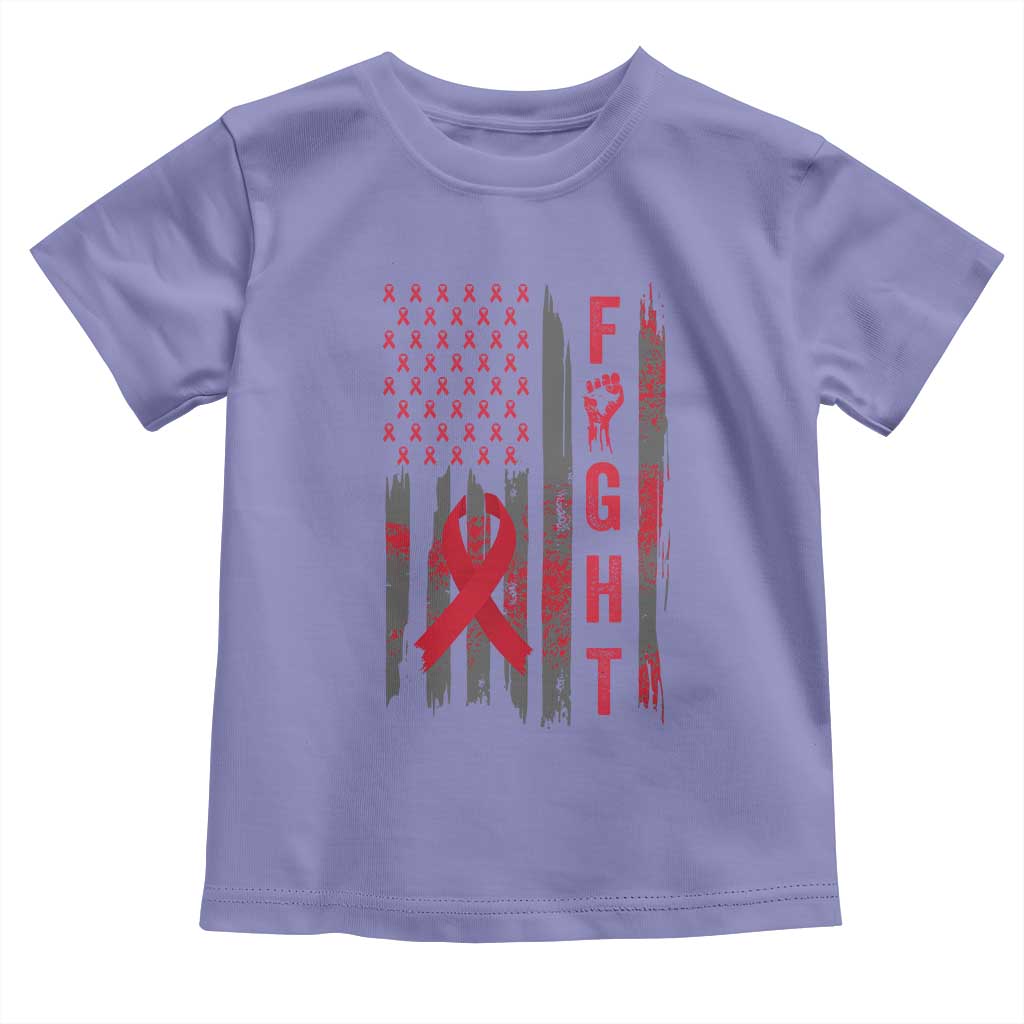 Fight For A Cure HIV AIDS Awareness Toddler T Shirt Patriotic Red Ribbon Gift TS12 Violet Print Your Wear