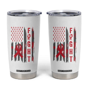 Fight For A Cure HIV AIDS Awareness Tumbler Cup Patriotic Red Ribbon Gift TS12 White Print Your Wear