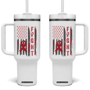 Fight For A Cure HIV AIDS Awareness Tumbler With Handle Patriotic Red Ribbon Gift TS12 One Size: 40 oz White Print Your Wear