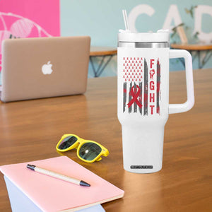 Fight For A Cure HIV AIDS Awareness Tumbler With Handle Patriotic Red Ribbon Gift TS12 Print Your Wear