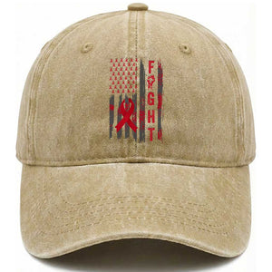 Fight For A Cure HIV AIDS Awareness Washed Cotton Baseball Cap Patriotic Red Ribbon Gift TS12 Print Your Wear