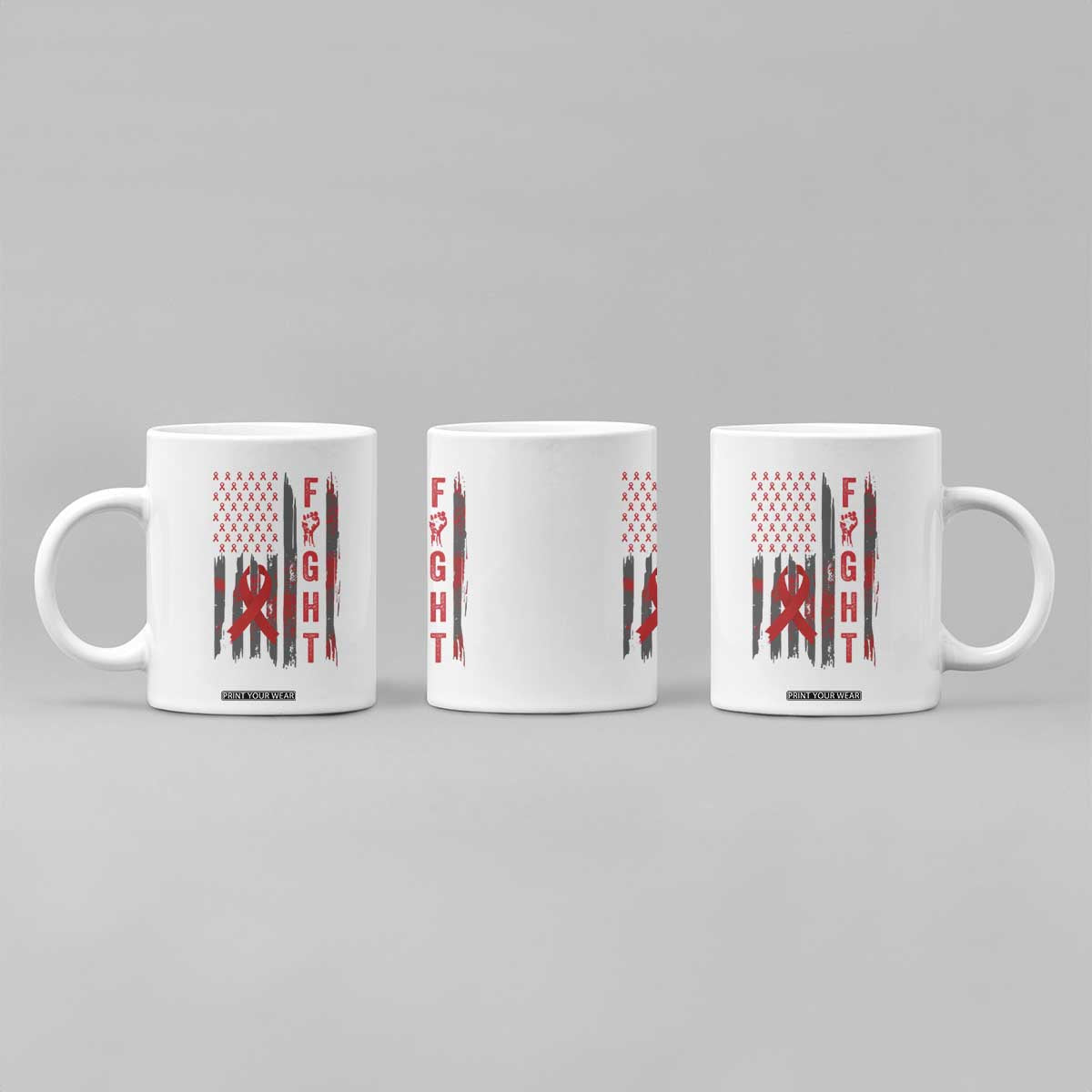 Fight For A Cure HIV AIDS Awareness Coffee Mug Patriotic Red Ribbon Gift TS12 Print Your Wear