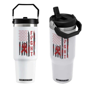 Fight For A Cure HIV AIDS Awareness Flip Straw Tumbler Patriotic Red Ribbon Gift TS12 One Size: 30 oz White Print Your Wear