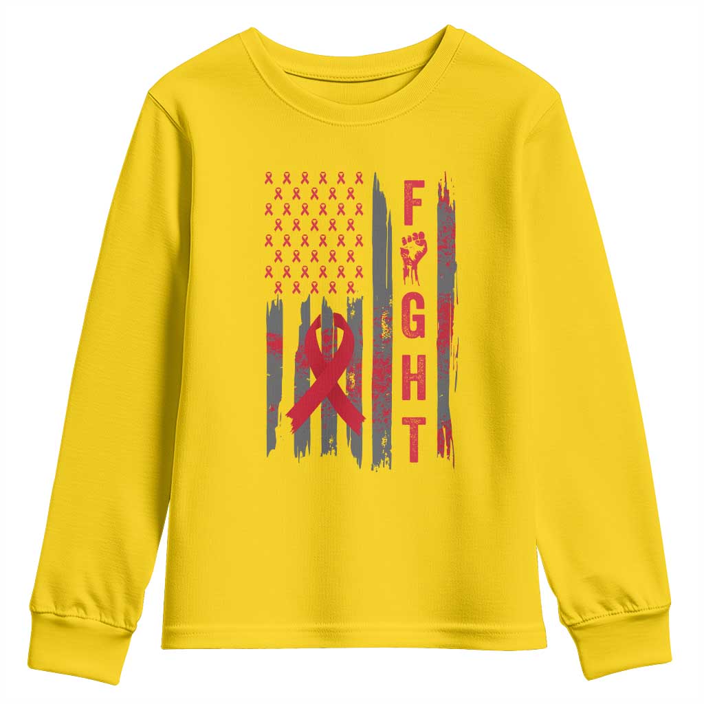 Fight For A Cure HIV AIDS Awareness Youth Sweatshirt Patriotic Red Ribbon Gift TS12 Daisy Print Your Wear