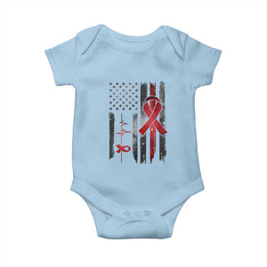 World AIDS Day Baby Onesie American Flag Red Ribbon Gift TS12 Light Blue Print Your Wear