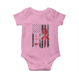 World AIDS Day Baby Onesie American Flag Red Ribbon Gift TS12 Light Pink Print Your Wear