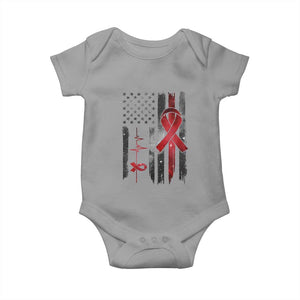 World AIDS Day Baby Onesie American Flag Red Ribbon Gift TS12 Sport Gray Print Your Wear
