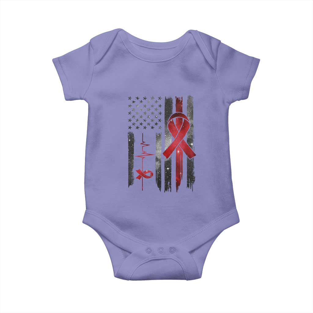 World AIDS Day Baby Onesie American Flag Red Ribbon Gift TS12 Violet Print Your Wear