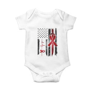 World AIDS Day Baby Onesie American Flag Red Ribbon Gift TS12 White Print Your Wear