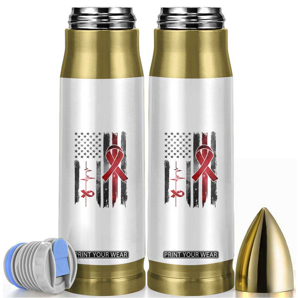 World AIDS Day Bullet Tumbler American Flag Red Ribbon Gift TS12 White Print Your Wear