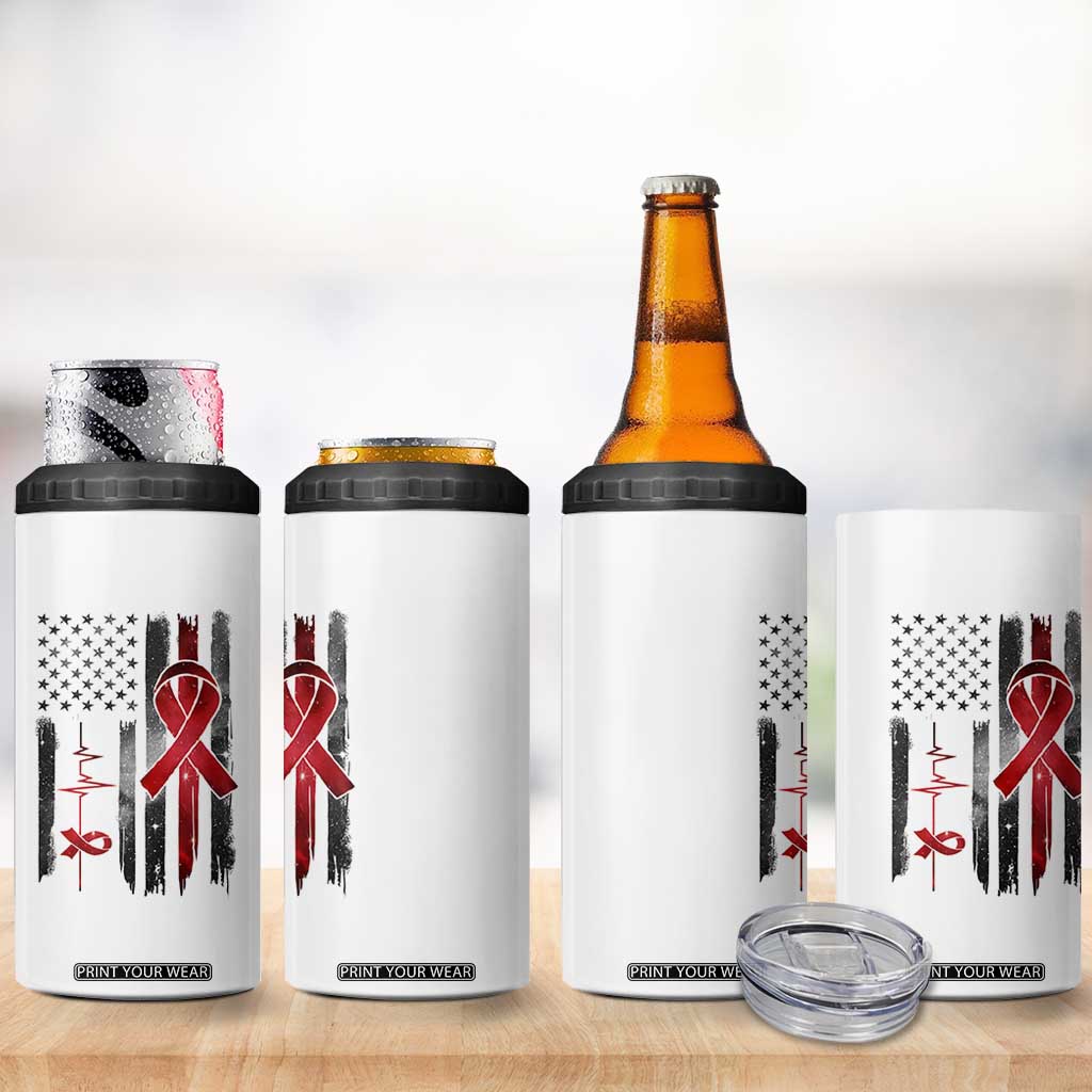 World AIDS Day 4 in 1 Can Cooler Tumbler American Flag Red Ribbon Gift TS12 Print Your Wear