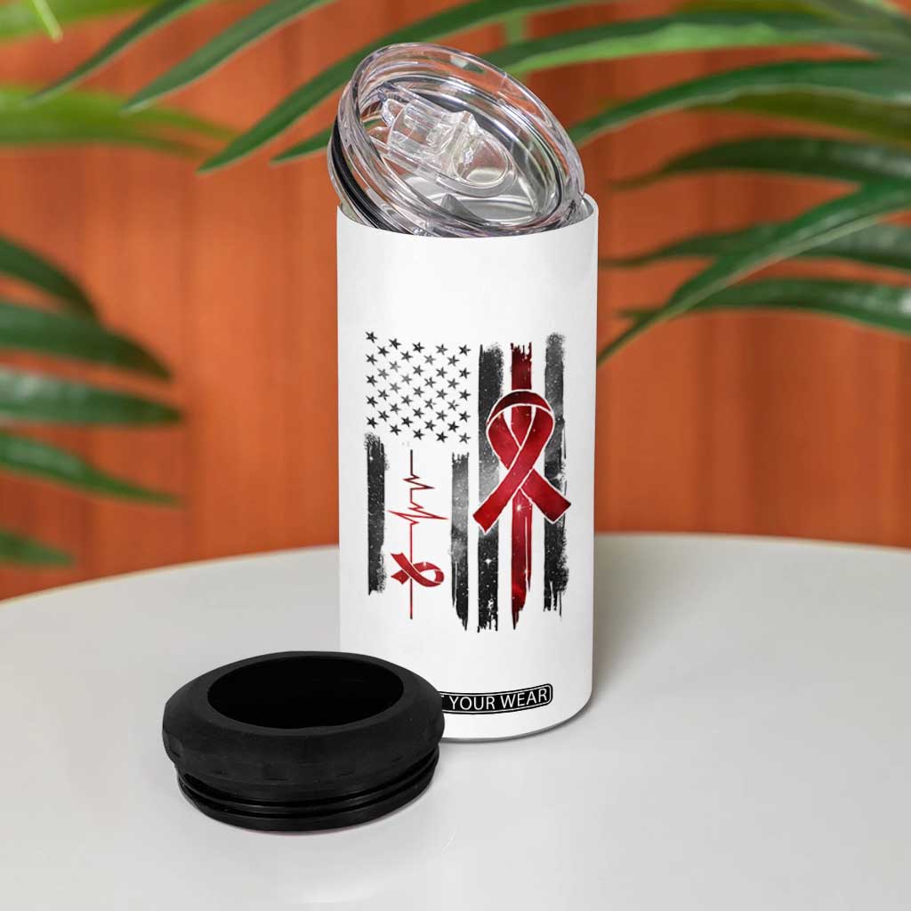 World AIDS Day 4 in 1 Can Cooler Tumbler American Flag Red Ribbon Gift TS12 Print Your Wear