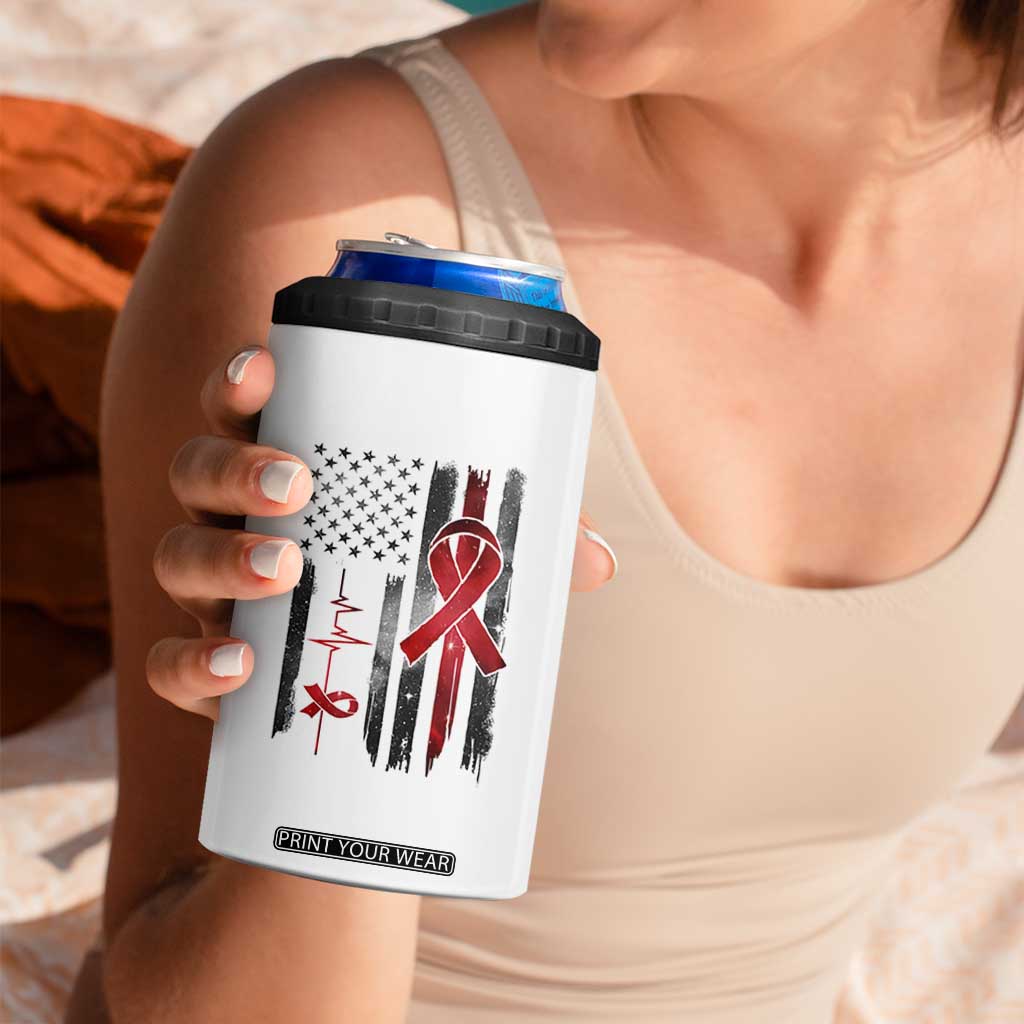 World AIDS Day 4 in 1 Can Cooler Tumbler American Flag Red Ribbon Gift TS12 Print Your Wear