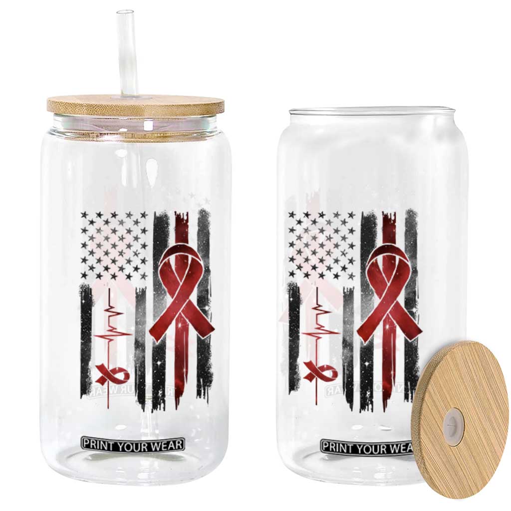 World AIDS Day Glass Can American Flag Red Ribbon Gift TS12 Print Your Wear
