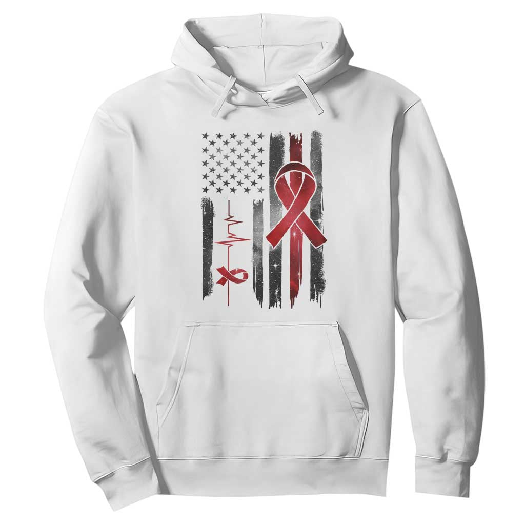 World AIDS Day Hoodie American Flag Red Ribbon Gift TS12 White Print Your Wear