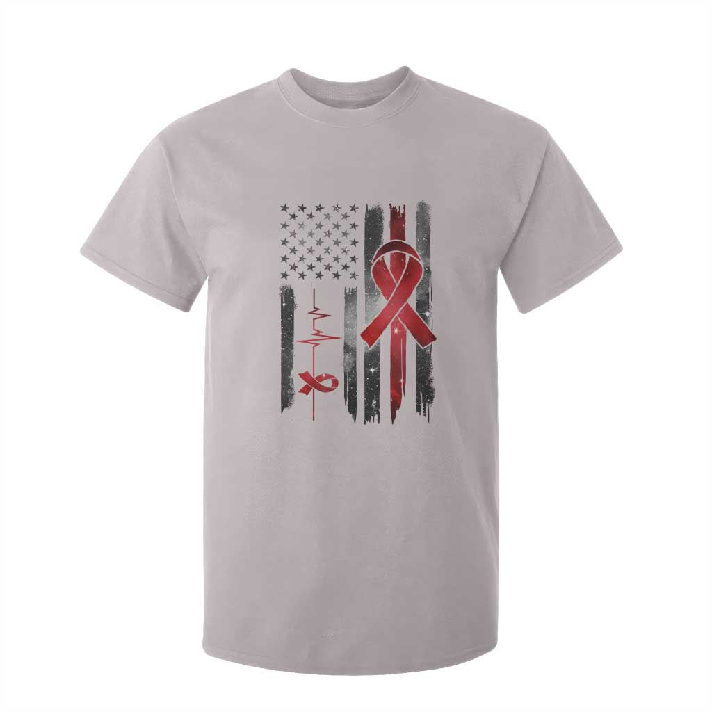 World AIDS Day T Shirt For Kid American Flag Red Ribbon Gift TS12 Ice Gray Print Your Wear