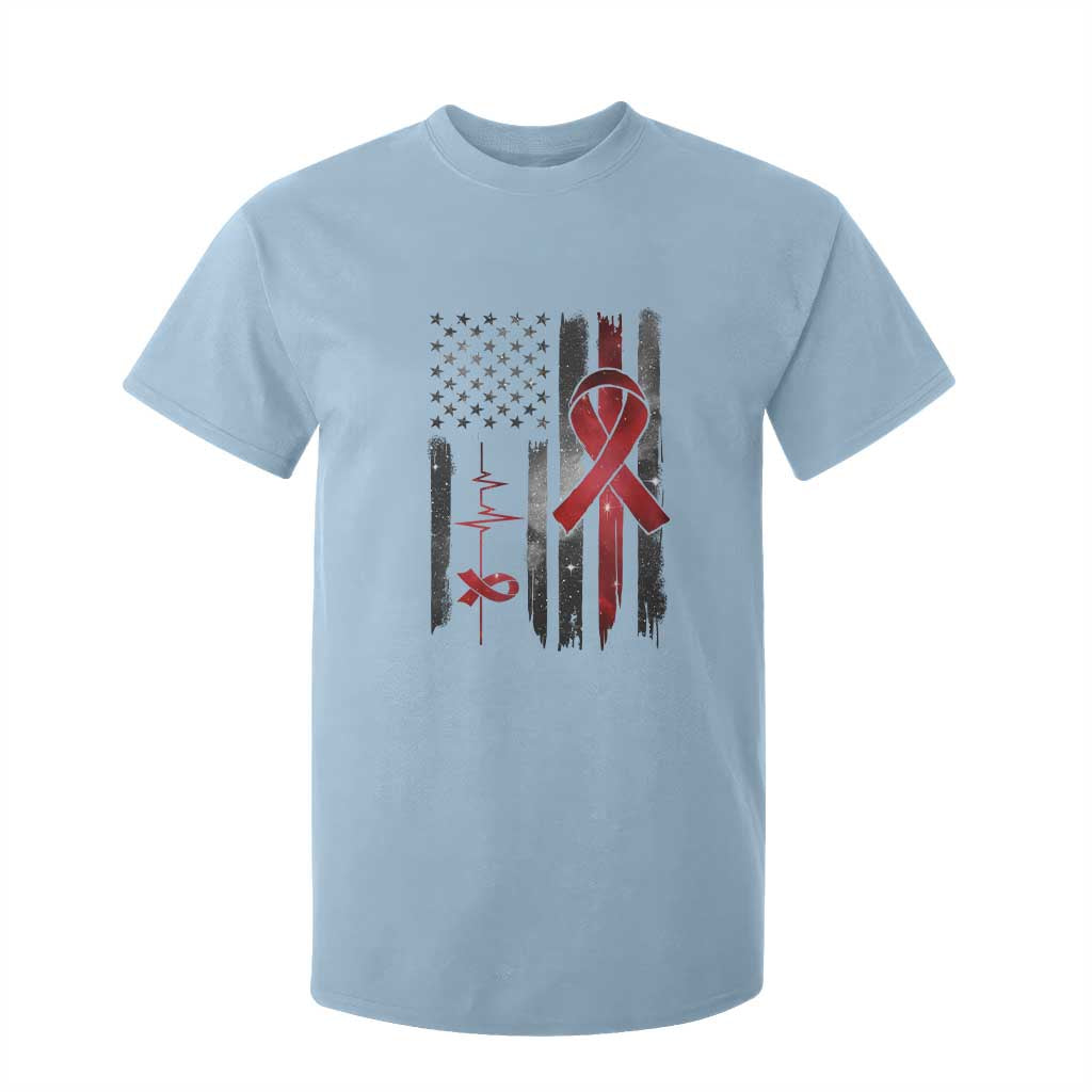 World AIDS Day T Shirt For Kid American Flag Red Ribbon Gift TS12 Light Blue Print Your Wear