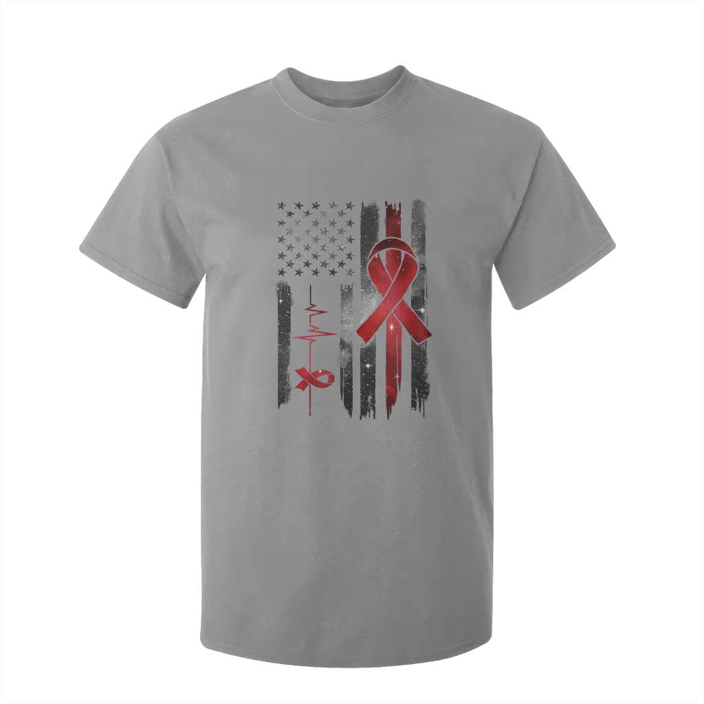 World AIDS Day T Shirt For Kid American Flag Red Ribbon Gift TS12 Sport Gray Print Your Wear