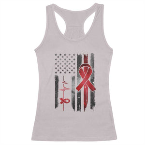 World AIDS Day Racerback Tank Top American Flag Red Ribbon Gift - Print Your Wear
