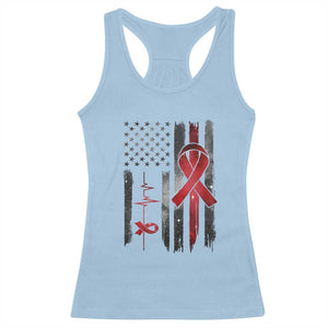 World AIDS Day Racerback Tank Top American Flag Red Ribbon Gift - Print Your Wear