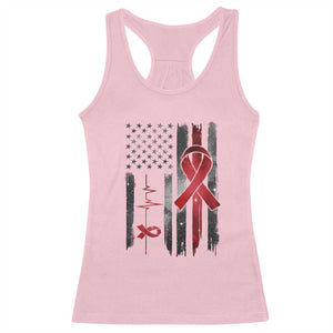 World AIDS Day Racerback Tank Top American Flag Red Ribbon Gift - Print Your Wear