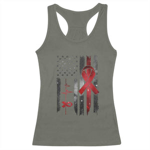 World AIDS Day Racerback Tank Top American Flag Red Ribbon Gift - Print Your Wear