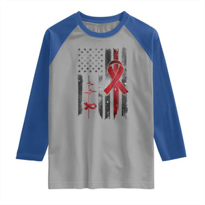 World AIDS Day Raglan Shirt American Flag Red Ribbon Gift TS12 Sport Gray Royal Print Your Wear