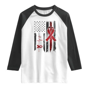 World AIDS Day Raglan Shirt American Flag Red Ribbon Gift TS12 White Black Print Your Wear