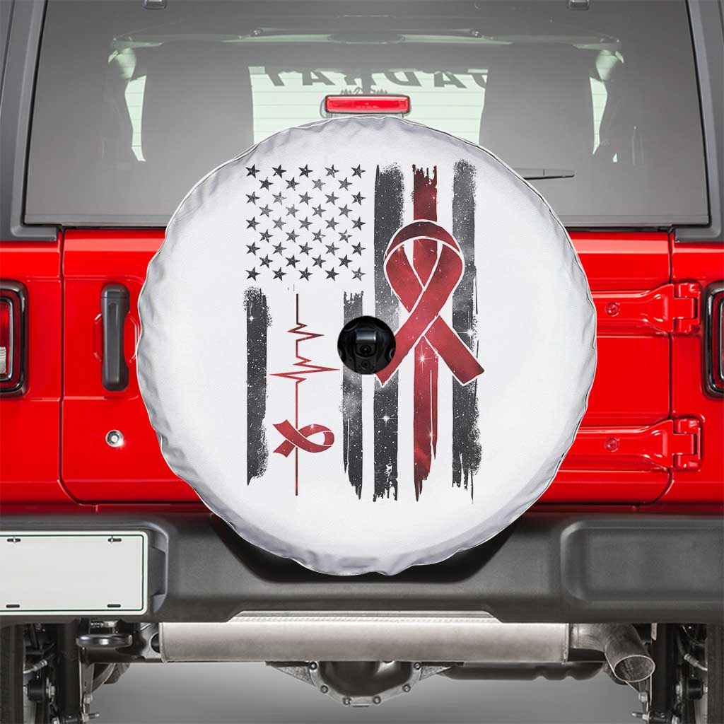 World AIDS Day Spare Tire Cover American Flag Red Ribbon Gift TS12 White Print Your Wear