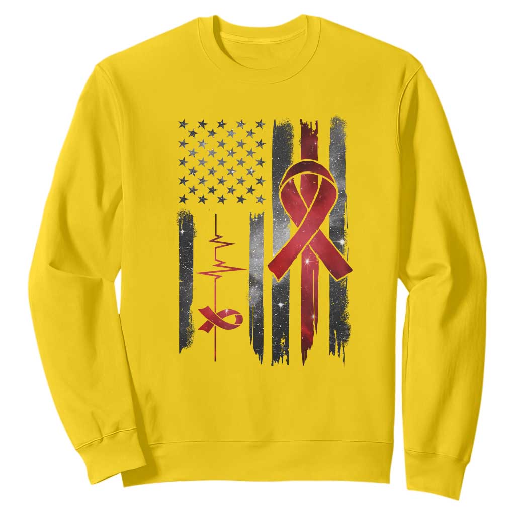 World AIDS Day Sweatshirt American Flag Red Ribbon Gift TS12 Daisy Print Your Wear