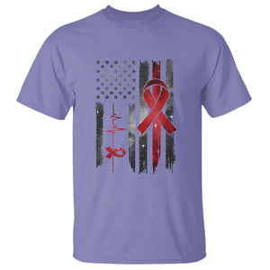 World AIDS Day T Shirt American Flag Red Ribbon Gift TS12 Violet Print Your Wear