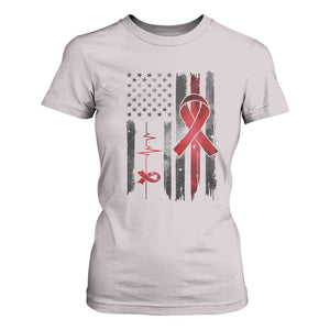 World AIDS Day T Shirt For Women American Flag Red Ribbon Gift TS12 Ice Gray Print Your Wear