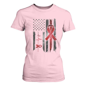 World AIDS Day T Shirt For Women American Flag Red Ribbon Gift TS12 Light Pink Print Your Wear