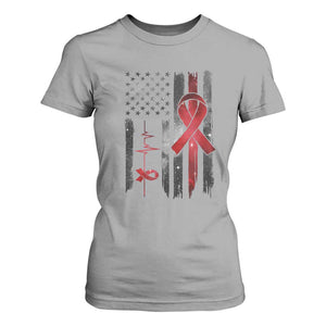 World AIDS Day T Shirt For Women American Flag Red Ribbon Gift TS12 Sport Gray Print Your Wear