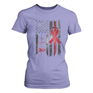 World AIDS Day T Shirt For Women American Flag Red Ribbon Gift TS12 Violet Print Your Wear