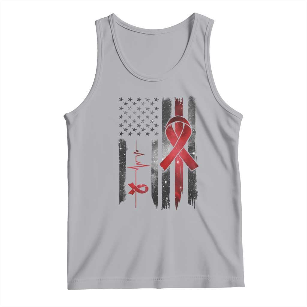 World AIDS Day Tank Top American Flag Red Ribbon Gift TS12 Athletic Heather Print Your Wear