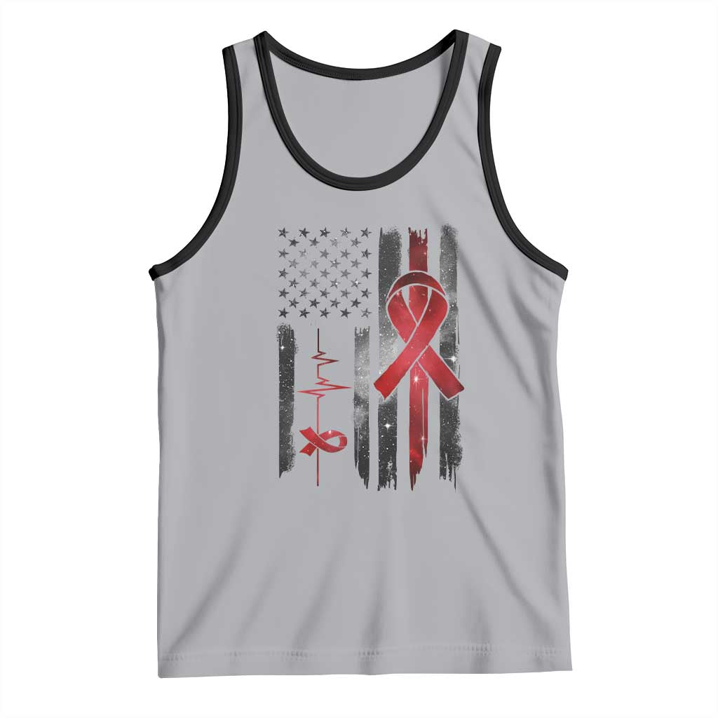 World AIDS Day Tank Top American Flag Red Ribbon Gift TS12 Athletic Heather Black Print Your Wear