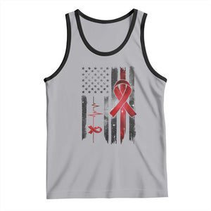 World AIDS Day Tank Top American Flag Red Ribbon Gift TS12 Athletic Heather Black Print Your Wear