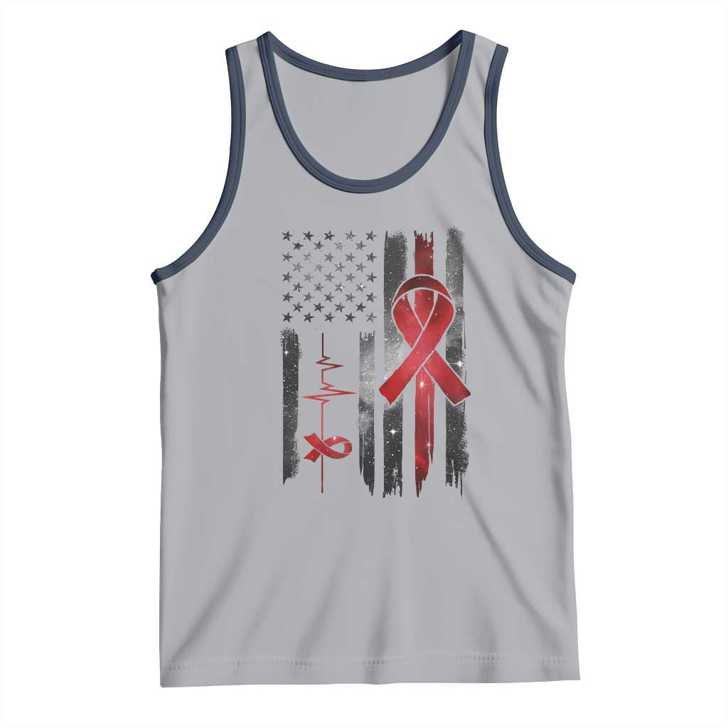 World AIDS Day Tank Top American Flag Red Ribbon Gift TS12 Athletic Heather Navy Print Your Wear